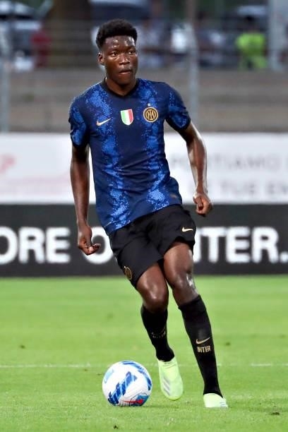 Lucien Agoume' of FC Internazionale in action during the Pre-Season Friendly match between Lugano and FC Internazionale at Cornaredo Stadium on July...