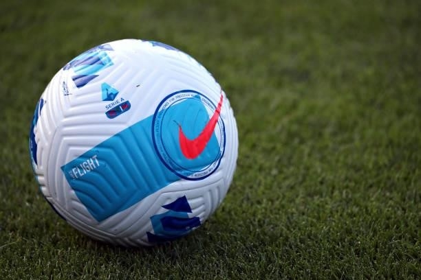 Official Nike Serie A ball are seen before the Pre-Season Friendly match between Lugano and FC Internazionale at Cornaredo Stadium on July 17, 2021...