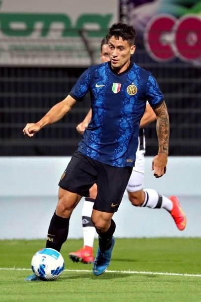 Martin Satriano of FC Internazionale in action during the Pre-Season Friendly match between Lugano and FC Internazionale at Cornaredo Stadium on July...