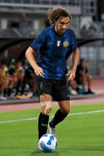 Matteo Darmian of FC Internazionale in action during the Pre-Season Friendly match between Lugano and FC Internazionale at Cornaredo Stadium on July...