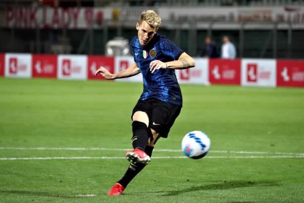 Facundo Colidio of FC Internazionale in action during the Pre-Season Friendly match between Lugano and FC Internazionale at Cornaredo Stadium on July...