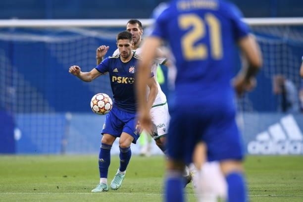 Luka Ivanusec of Dinamo Zagreb in action during the UEFA Champions League Second Qualifying Round match between GNK Dinamo Zagreb and Omonoia at...