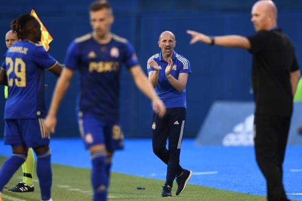 Head coach of Dinamo Zagreb Damir Krznar reacts during the UEFA Champions League Second Qualifying Round match between GNK Dinamo Zagreb and Omonoia...