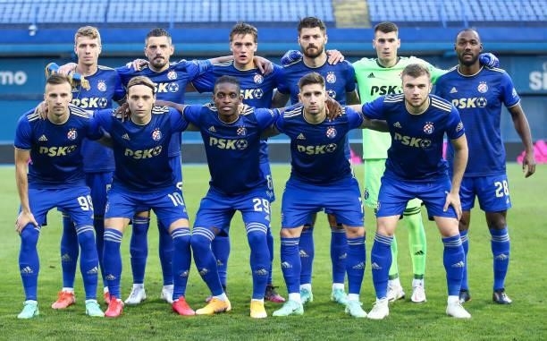 Players of Dinamo Zagreb pose for a team photo during the UEFA Champions League Second Qualifying Round match between GNK Dinamo Zagreb and Omonoia...