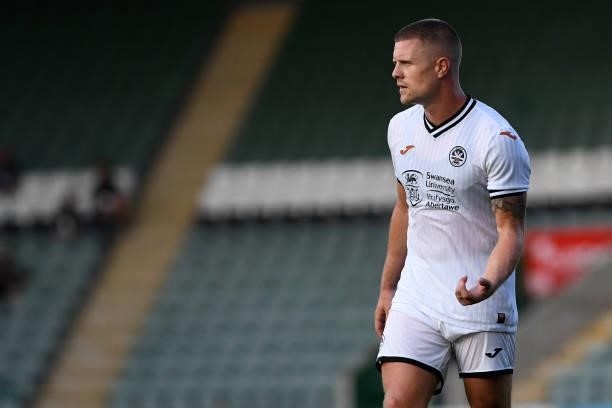 Jake Bidwell of Swansea City during the Pre season friendly match between Plymouth Argyle and Swansea City at Home Park on July 20, 2021 in Plymouth,...