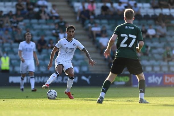 Yan Dhanda of Swansea City during the Pre season friendly match between Plymouth Argyle and Swansea City at Home Park on July 20, 2021 in Plymouth,...