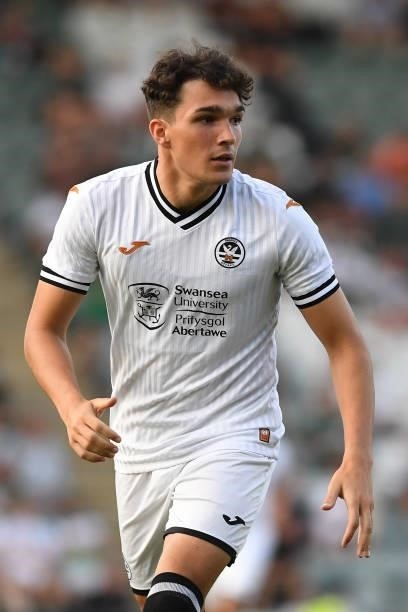 Kyle Joseph of Swansea City during the Pre season friendly match between Plymouth Argyle and Swansea City at Home Park on July 20, 2021 in Plymouth,...