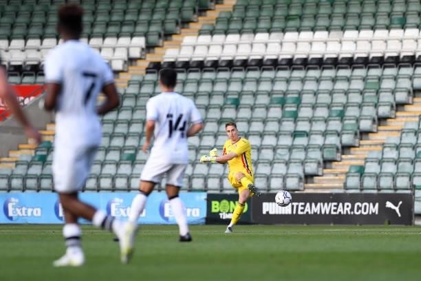 Steven Benda of Swansea City during the Pre season friendly match between Plymouth Argyle and Swansea City at Home Park on July 20, 2021 in Plymouth,...
