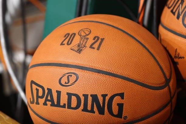 Generic image of the Spalding basketball before the game between the Phoenix Suns and the Milwaukee Bucks during Game Six of the 2021 NBA Finals on...