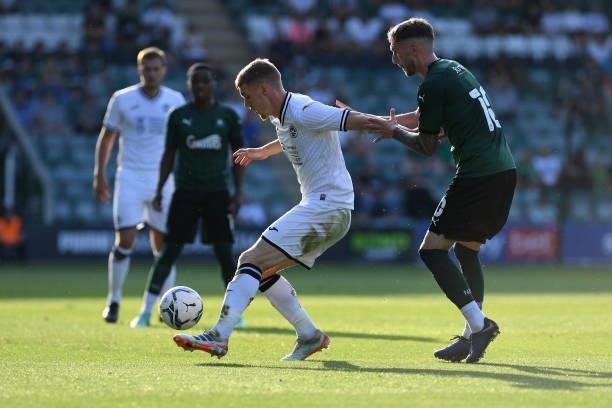 Jay Fulton of Swansea City during the Pre season friendly match between Plymouth Argyle and Swansea City at Home Park on July 20, 2021 in Plymouth,...