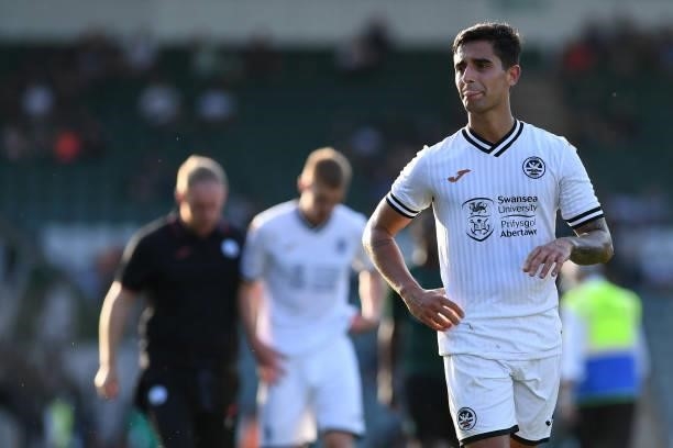 Yan Dhanda of Swansea City during the Pre season friendly match between Plymouth Argyle and Swansea City at Home Park on July 20, 2021 in Plymouth,...