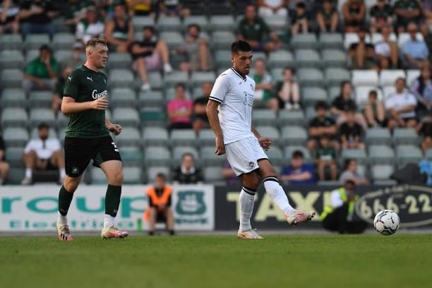 Joël Piroe of Swansea City during the Pre season friendly match between Plymouth Argyle and Swansea City at Home Park on July 20, 2021 in Plymouth,...