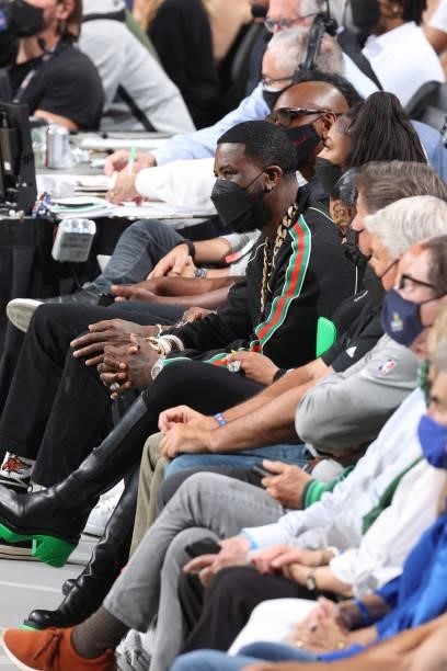Rapper, Gucci Mane attends the game between the Phoenix Suns and the Milwaukee Bucks during Game Six of the 2021 NBA Finals on July 20, 2021 at the...