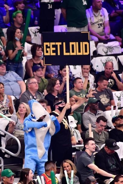 Milwaukee Bucks fans cheer from the stands during the game against the Phoenix Suns during Game Six of the 2021 NBA Finals on July 20, 2021 at the...