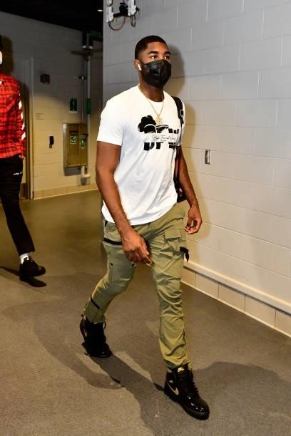 Twaun Moore of the Phoenix Suns arrives to the game against the Milwaukee Bucks during Game Six of the 2021 NBA Finals on July 20, 2021 at the Fiserv...