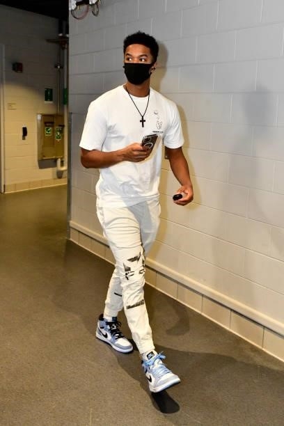 Ty-Shon Alexander of the Phoenix Suns arrives to the game against the Milwaukee Bucks during Game Six of the 2021 NBA Finals on July 20, 2021 at the...