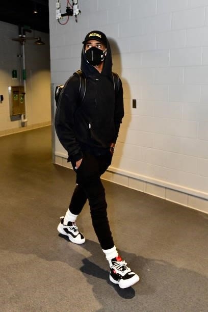 Chris Paul of the Phoenix Suns arrives to the game against the Milwaukee Bucks during Game Six of the 2021 NBA Finals on July 20, 2021 at the Fiserv...
