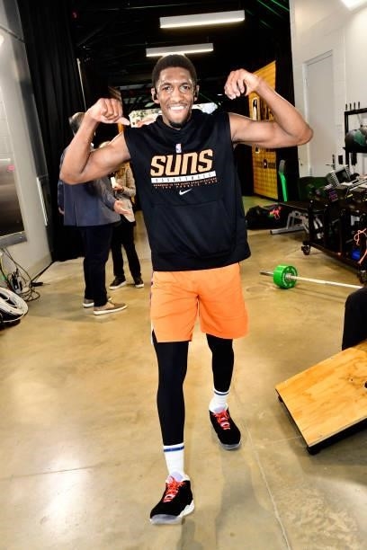 Langston Galloway of the Phoenix Suns poses for the camera before the game against the Milwaukee Bucks during Game Six of the 2021 NBA Finals on July...