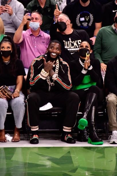 Rapper, Gucci Mane attends the game between the Milwaukee Bucks and the Phoenix Suns during Game Six of the 2021 NBA Finals on July 20, 2021 at the...