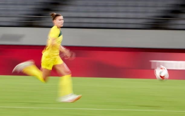 Steph Catley of Australia runs in the Women's First Round Group G match between Australia and New Zealand during the Tokyo 2020 Olympic Games at...