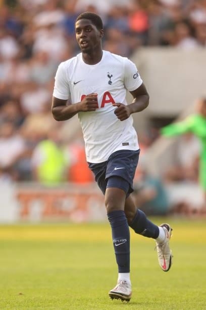 Tobi Omole of Tottenham Hotspur during the pre-season friendly between Colchester United and Tottenham Hotspur at JobServe Community Stadium on July...