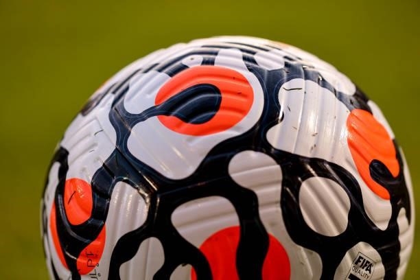 Official Premier League Nike Strike Aerowsculpt 21/22 match ball during the pre-season friendly between Colchester United and Tottenham Hotspur at...