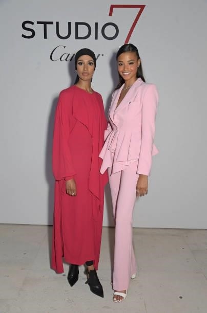 Ikram Abdi Omar and Ella Balinska attend a private view of "Studio 7 By Cartier