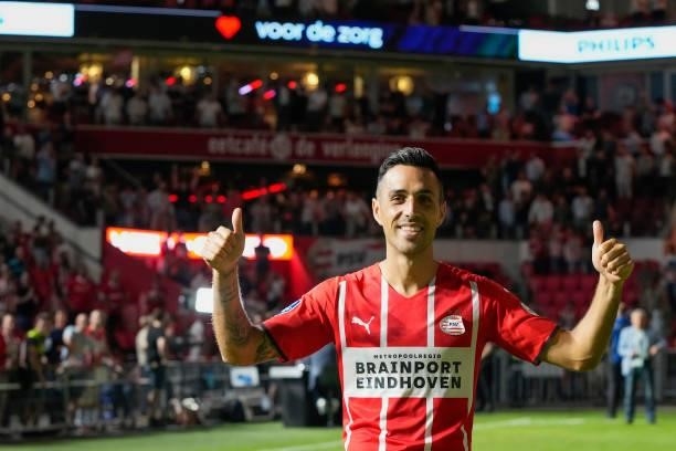 Eran Zahavi of PSV during the UEFA Champions League match between PSV v Galatasaray at the Philips Stadium on July 21, 2021 in Eindhoven Netherlands
