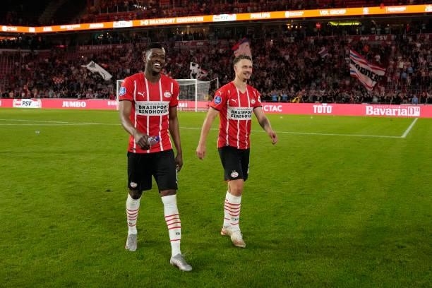 Ibrahim Sangare of PSV, Olivier Boscagli of PSV during the UEFA Champions League match between PSV v Galatasaray at the Philips Stadium on July 21,...