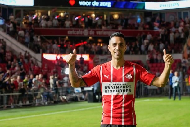 Eran Zahavi of PSV during the UEFA Champions League match between PSV v Galatasaray at the Philips Stadium on July 21, 2021 in Eindhoven Netherlands