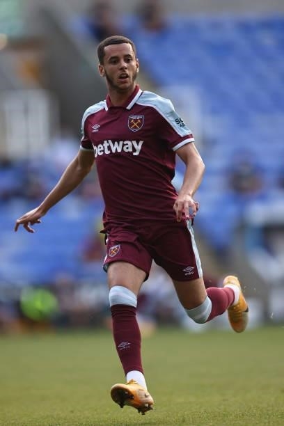 Nathan Holland of West Ham United during the pre-season friendly between Reading and West Ham United at Madejski Stadium on July 21, 2021 in Reading,...