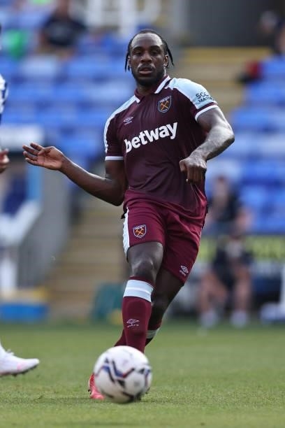 Michail Antonio of West Ham United during the pre-season friendly between Reading and West Ham United at Madejski Stadium on July 21, 2021 in...