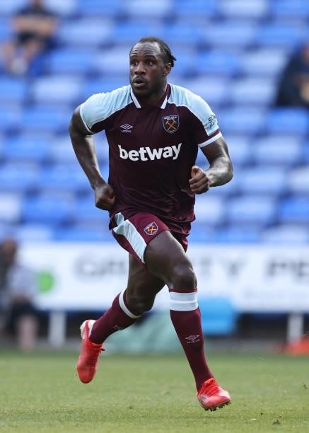 Michail Antonio of West Ham United during the pre-season friendly between Reading and West Ham United at Madejski Stadium on July 21, 2021 in...