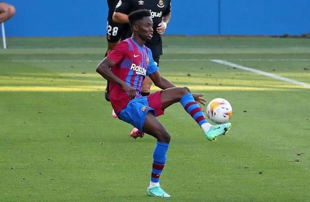 Moussa Ndiaye during the friendly match between FC Barcelona and Club Gimnastic de Tarragona, played at the Johan Cruyff Stadium on 21th July 2021,...