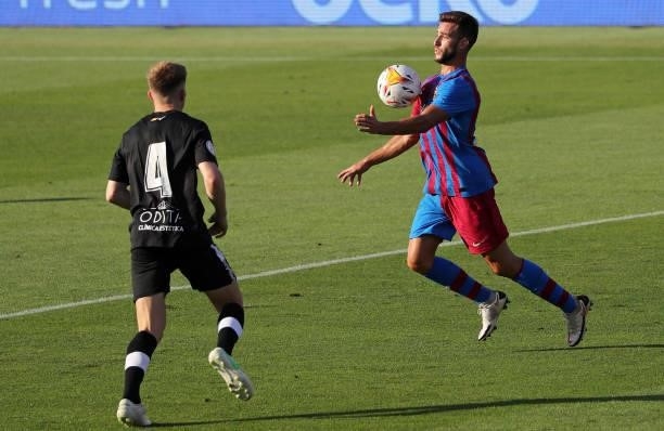 Peque Polo and Pol during the friendly match between FC Barcelona and Club Gimnastic de Tarragona, played at the Johan Cruyff Stadium on 21th July...