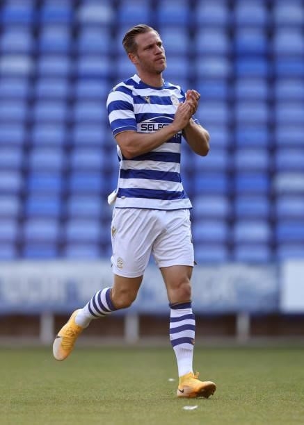Michael Morrison of Reading during the pre-season friendly between Reading and West Ham United at Madejski Stadium on July 21, 2021 in Reading,...