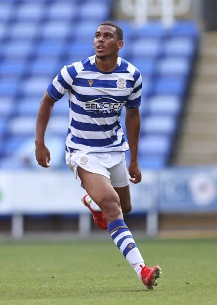 Andy Rinomhota of Reading during the pre-season friendly between Reading and West Ham United at Madejski Stadium on July 21, 2021 in Reading, England.
