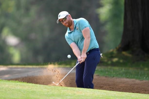 Philipp Mejow of Iceland plays his tee shot on the 5th hole during the Day One of Italian Challenge at Margara Golf Club on July 22, 2021 in Solero,...