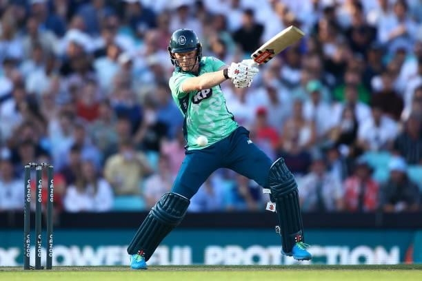Sam Billings of the Oval Invincibles in action during The Hundred match between Oval Invincibles Men and Manchester Originals Men at The Kia Oval on...