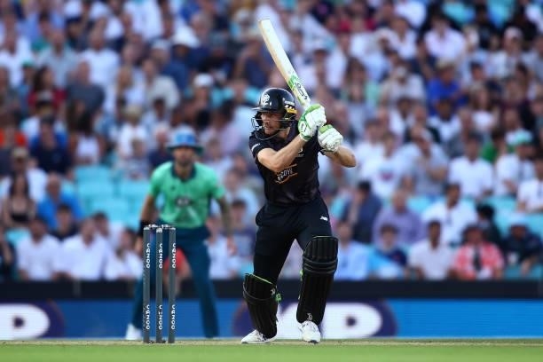 Jos Buttler of the Manchester Originals in action during The Hundred match between Oval Invincibles Men and Manchester Originals Men at The Kia Oval...