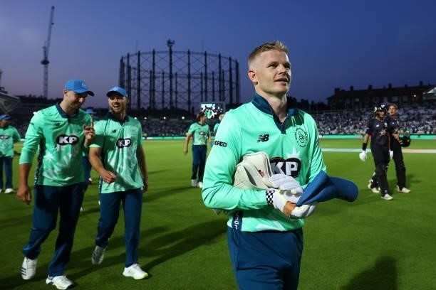 Sam Billings of the Oval Invincibles looks on following The Hundred match between Oval Invincibles Men and Manchester Originals Men at The Kia Oval...