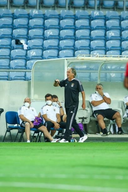 Jorge Jesus of SL Benfica during the Pre-Season Friendly match between SL Benfica and Lille at Estadio Algarve on July 22, 2021 in Faro, Portugal.
