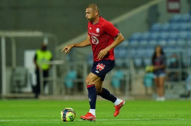 Burak Yilmaz of LOSC Lille in action during the Pre-Season Friendly match between SL Benfica and Lille at Estadio Algarve on July 22, 2021 in Loule,...