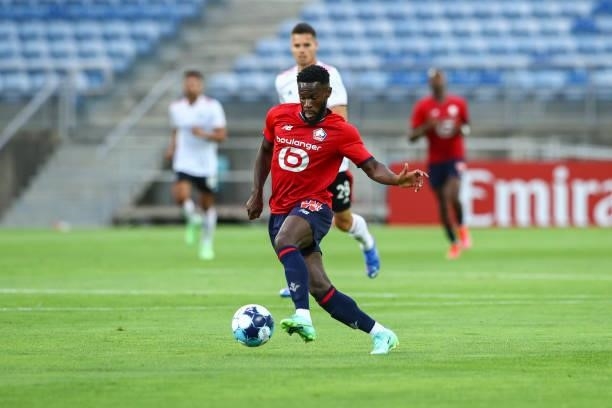 Jonathan Bamba of LOSC Lille during the Pre-Season Friendly match between SL Benfica and Lille at Estadio Algarve on July 22, 2021 in Faro, Portugal.