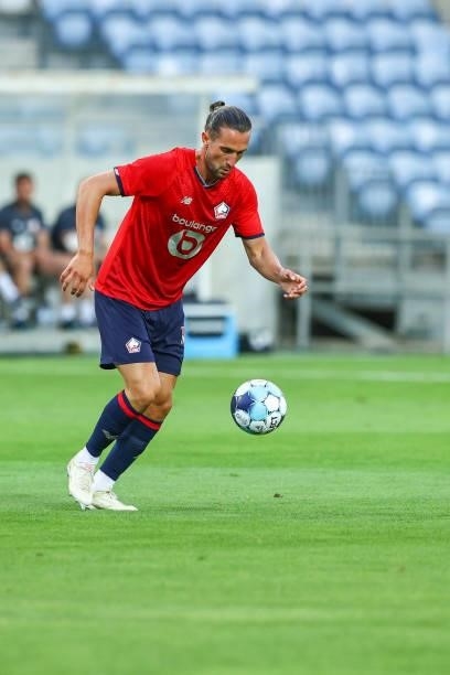 Yusuf Yazici of LOSC Lille during the Pre-Season Friendly match between SL Benfica and Lille at Estadio Algarve on July 22, 2021 in Faro, Portugal.