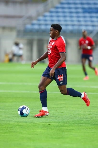 Jonathan David of LOSC Lille during the Pre-Season Friendly match between SL Benfica and Lille at Estadio Algarve on July 22, 2021 in Faro, Portugal.