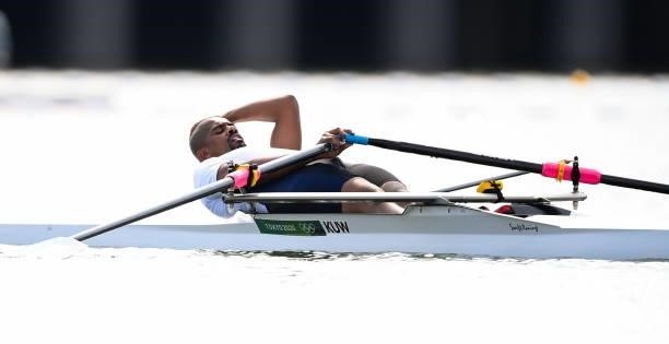 Tokyo , Japan - 23 July 2021; Abdulrahman Alfadhel of Kuwait following his heat of the men's single sculls event at the Sea Forest Waterway during...