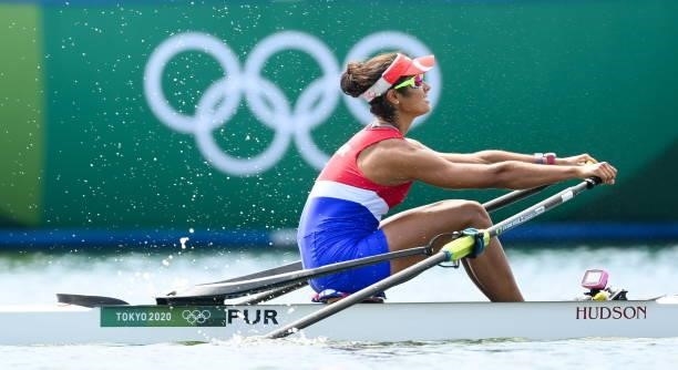 Tokyo , Japan - 23 July 2021; Veronica Toro Arana of Puerto Rico during the heats of the women's single sculls at the Sea Forest Waterway during the...