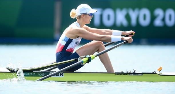 Tokyo , Japan - 23 July 2021; Victoria Thornley of Great Britain in action during the heats of the women's single sculls at the Sea Forest Waterway...