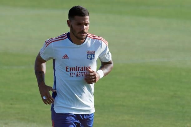 Henrique Silva Milagres of Olympique Lyonnais during the warm-up before the pre-season friendly match between Olympique Lyonnais and Villarreal CF at...